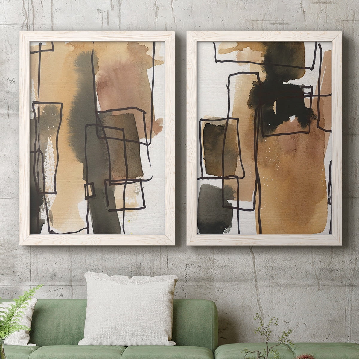 Retro Vibe III - Premium Framed Canvas 2 Piece Set - Ready to Hang
