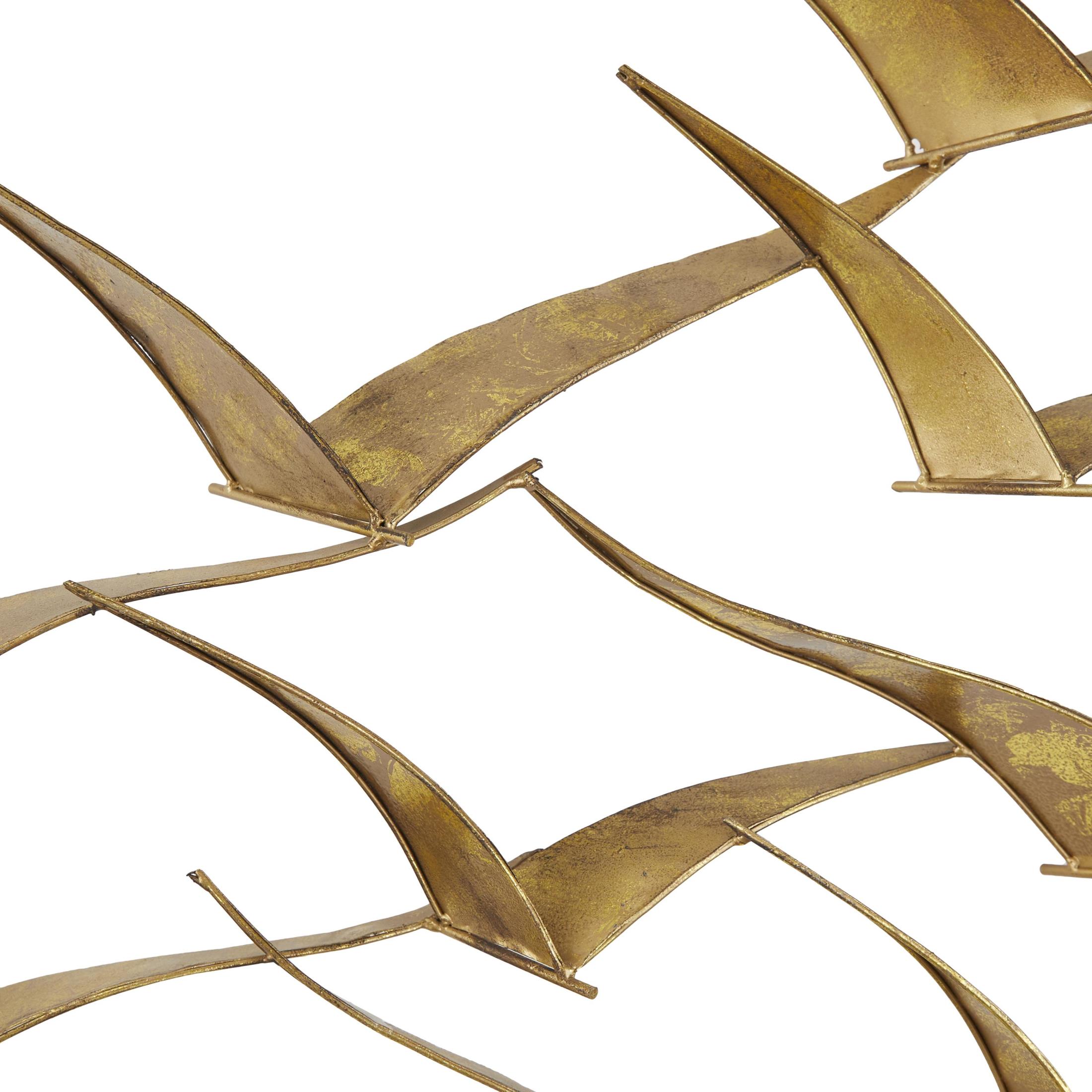 DecMode Gold Metal Foiled Flying Bird Wall Decor