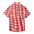 thumbnail image 4 of Fabrcox Mens Button Down Shirt Short Sleeve Plaid Collared Mens Fishing Shirt Summer Color Block Breathable Sun Shirts for Men Red 4XL, 4 of 6