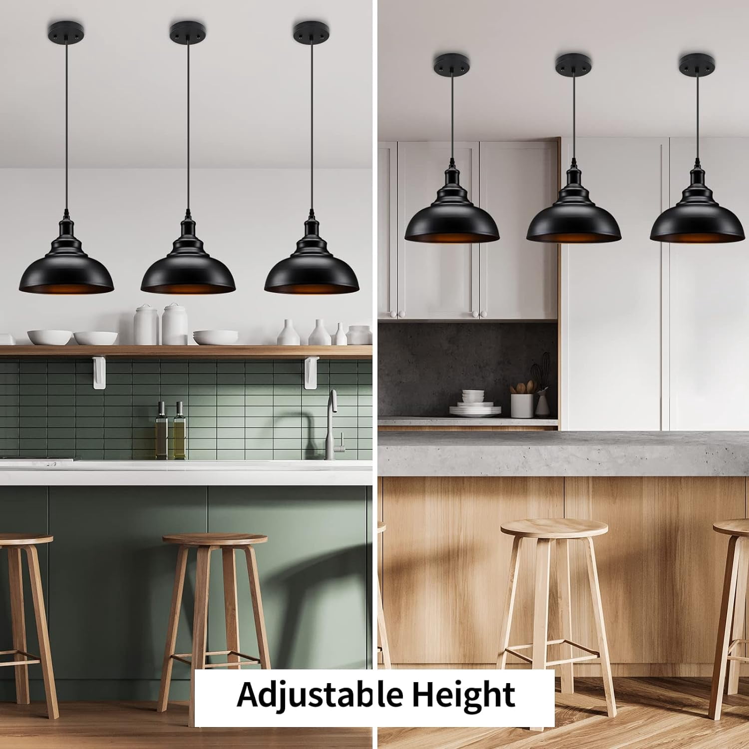 Farmhouse Pendant Light, Industrial Black Pendant Light Fixtures, Vintage Hanging Ceiling Light Fixture for Kitchen, Barn, Dining Room