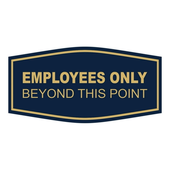 Fancy Employees Only Beyond This Point Sign (Blue/Gold) - Large