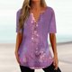 thumbnail image 1 of Fiudx Ofertas de La Semana Blusa con Botones de Color y Cuello Redondo, Informal, Cómoda Ya La Moda para Mujer, 1 of 5
