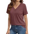 thumbnail image 3 of MOSHU Deep V Neck Womens Tops Curved Hem Shirts for Women Fashion Trendy Blouses Casual Loose Fit Tees Tops, 3 of 9