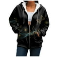 thumbnail image 7 of COMVALUE Womens Zip Up Hoodies Boho Floral Long Sleeve Sweatshirts Casual Graphic Y2K Hoodie Fall Hooded Jacket with Pockets (Black, XXL), 7 of 7