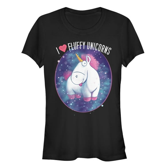 Junior's Despicable Me Love Fluffy Unicorns  Graphic Tee Black Large