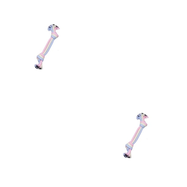 Billuyoard Cuerdas de algodón Limpieza de Perros Juguete Ligero Cabeza calva Juguetes para masticar Molar Forma de hueso Mascotas Nudo Doble Nudo Tricolor 2piezas