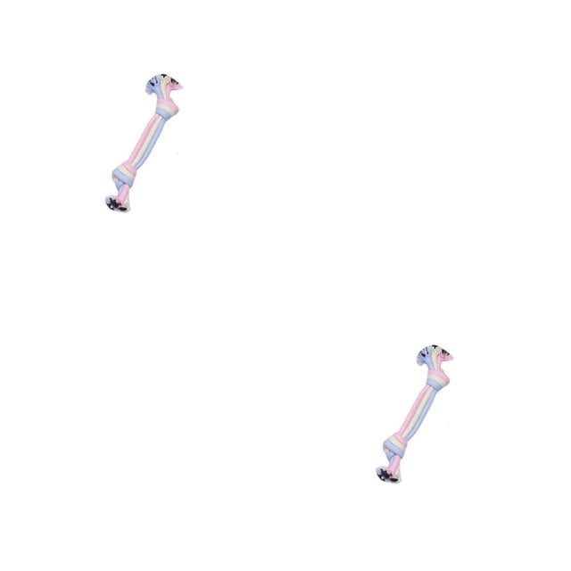 Billuyoard Cuerdas de algodón Limpieza de Perros Juguete Ligero Cabeza calva Juguetes para masticar Molar Forma de hueso Mascotas Nudo Doble Nudo Tricolor 2piezas