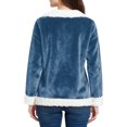 thumbnail image 6 of Women's Fashion Plush V Neck Pullover Top Long Sleeve Tee Printed Sweatshirt Flannel Shirt for Women Soft Comfort Casual Wear,Blue,M, 6 of 7
