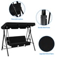 thumbnail image 5 of Uforic Outdoor Patio Swing Chair, 3 Person Porch Swing with Adjustable Canopy, Removable Cushion,Suitable for Garden, Poolside, Balcony,(Black), 5 of 5