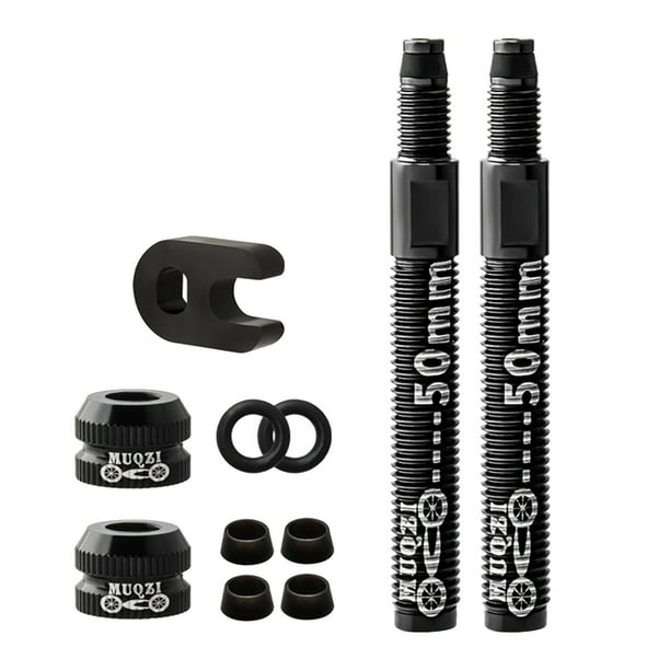 Válvulas de extensión de válvula Presta de neumático de rueda de metal 2pcs 50mm negro Sunnimix vástago de válvula sin cámara