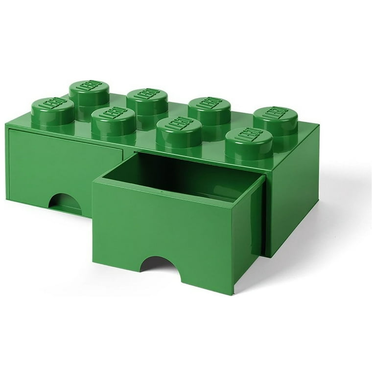 LEGO Plastic Storage 8 Brick with 2 Drawers - Dark Green, Chidren 3 Years  and up