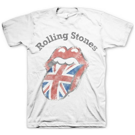 - Rolling Stones- Distressed Union Jack Apparel T-Shirt - White