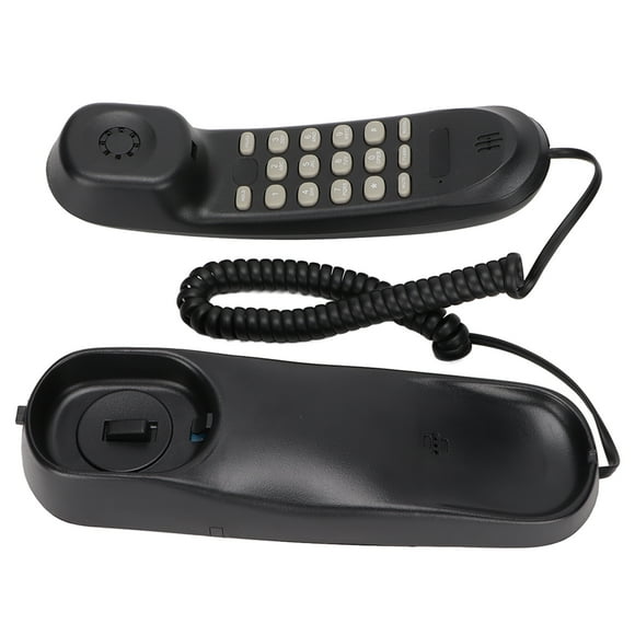 Téléphone Mural pour la Maison, Mini Téléphone Mural PVC FSK DTMF à Double Système Sans Pile pour l'École pour le Bureau Noir,Blanc