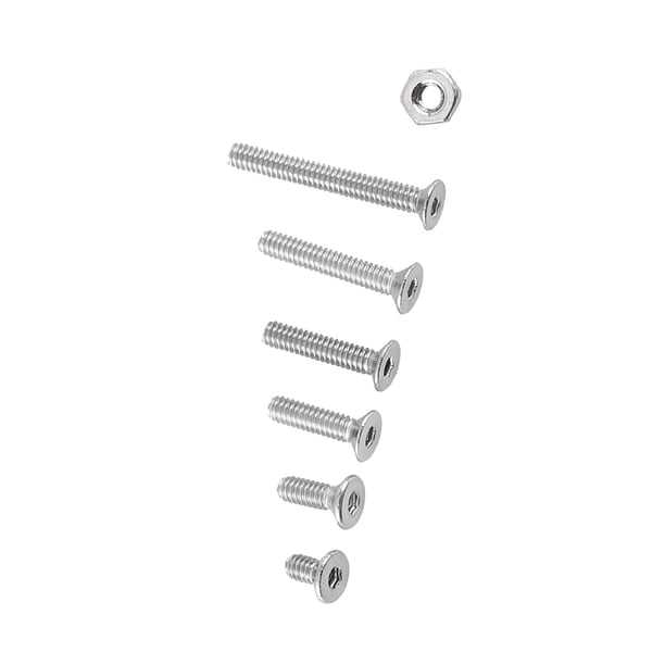 Surtido de 250 tornillos con cabeza hexagonal M2 y tuercas hexagonales de acero inoxidable A2 (cabeza plana)