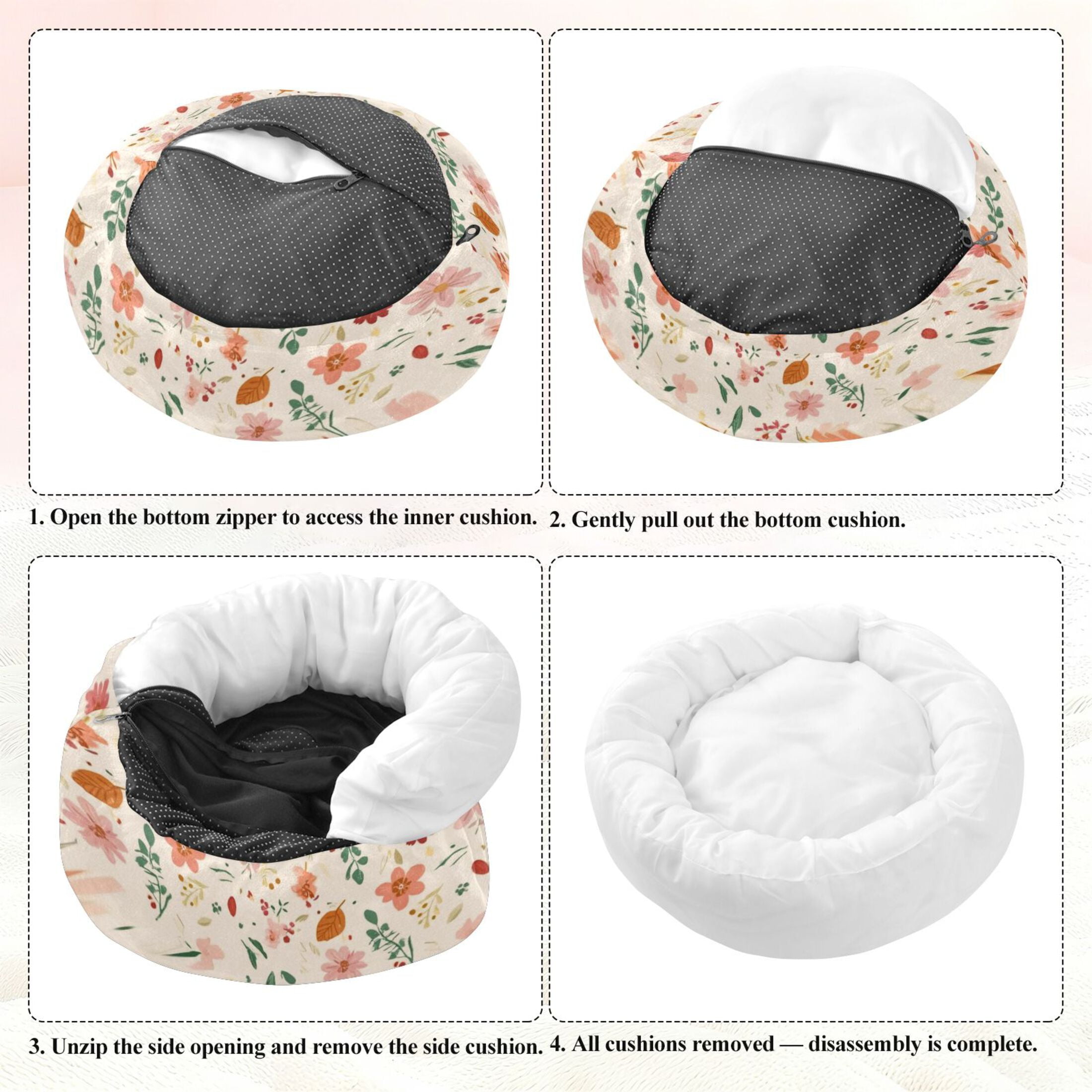 Iauyy Pet Couch Donut Cat Bed for Indoor Cats/Small Dogs Washable & Machine with Non-slip Bottom Calming Cat Furniture, Capture Autumn (M)