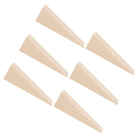6pcs Wooden Door Stop Non Slip Triangle Wedge for Home School Office