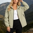 thumbnail image 4 of SEMPAI Waterproof Womens Jacket Women's Windbreaker Hooded Comfy Long Sleeve Coat with Pocket Loose Full Zipper Going out Suit Green XXL, 4 of 6