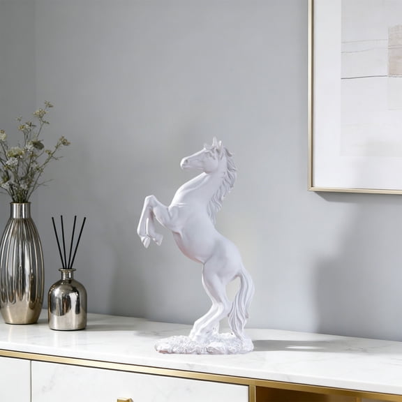 Resin Horse Sculpture, Galloping Stallion Figurine, Feng Shui Success Gift, Elegant Minimalist Home Decor For Living Room Study
