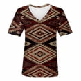 thumbnail image 3 of TQWQT Short Sleeve Shirts for Women Causal V Neck Western Aztec T Shirt Summer Loose Fit Ethnic Print Graphic Tees, 3 of 5