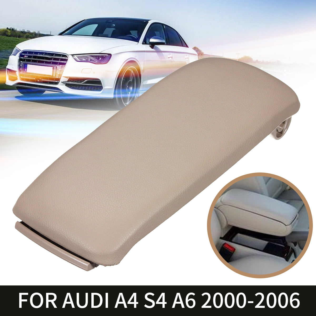 Beige Armrest Arm Rest Center Console Lid Cover for Audi S4 C5 A6 1997-2005 