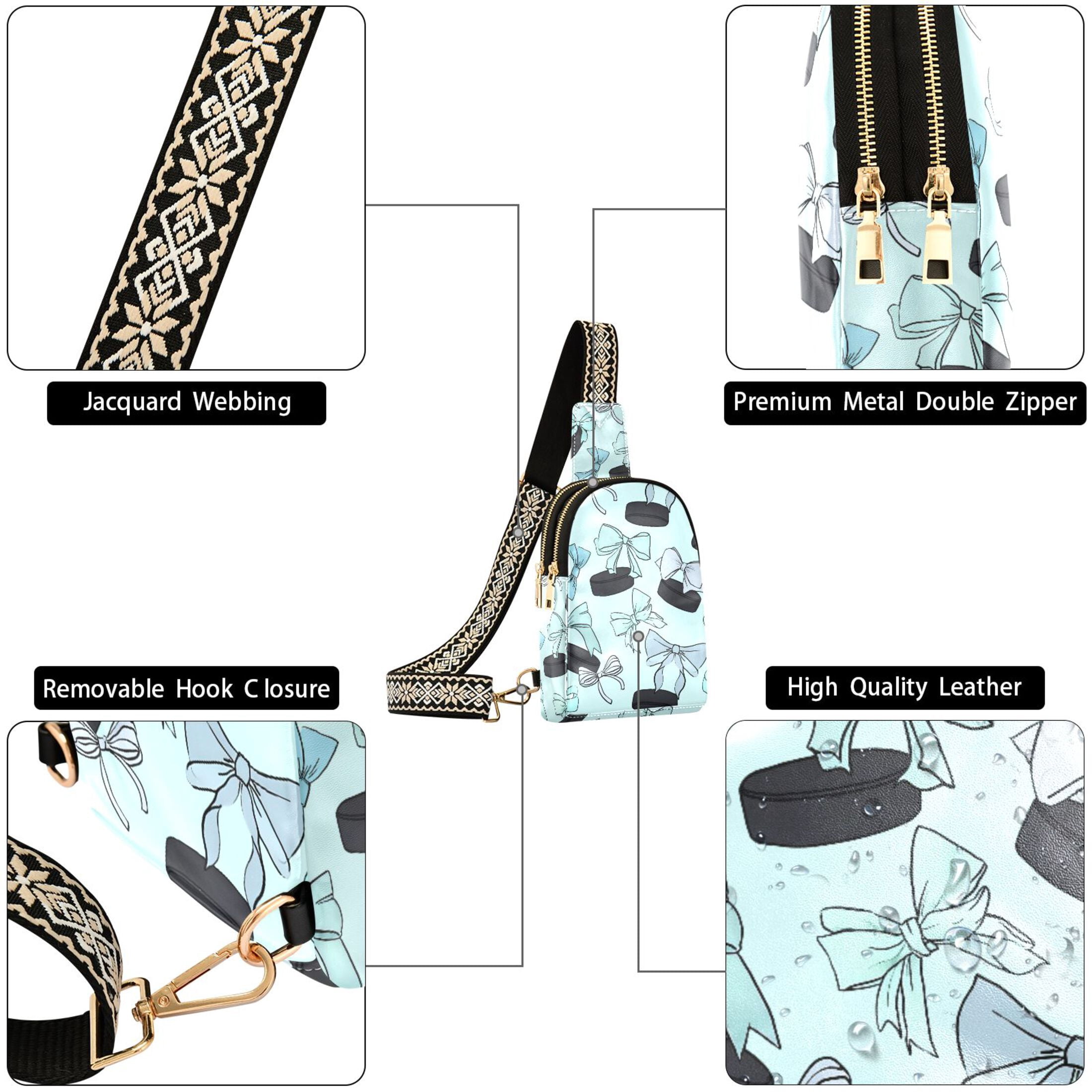 ALAZA Hockey Pucks and Bows Sling Bag for Women Men Waterproof Crossbody Chest Bags