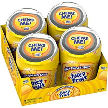 (4 Pack) JUICY FRUIT Original Bubble Gum Chewing Gum Bulk Pack, 40 piece Bottle