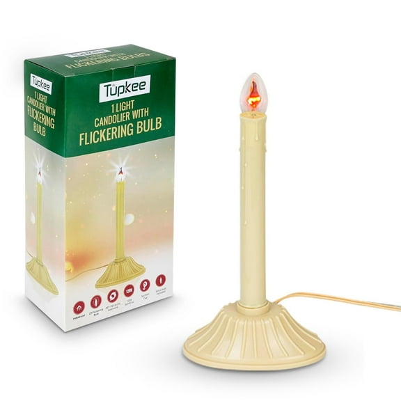 Tupkee Christmas Candolier Window Candle  with Flickering Bulb  Single Indoor -Flameless Electric Window Candle Candelabra
