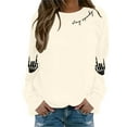 thumbnail image 2 of Women's Halloween Sweatshirts Skull Graphic Printed Long Sleeve Crew Neck Pullover Casual Comfy Y2K Tops Winter Tunic 2025, 2 of 5