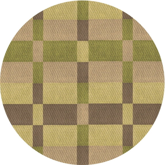 Ahgly Company Indoor Round Patterned Wood Brown Area Rugs, 7' Round