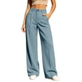 thumbnail image 2 of Chiccall Women's Pleated High Waist Wide Leg Dress Pants Solid Pocket Business Casual Commute Trousers, 2 of 8