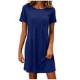 thumbnail image 3 of Byworldtasic Women's 2026 T Shirt Dress Summer Casual Flowy Short Sleeve Ruched Waistline Round Neck Going Out Dress, 3 of 7