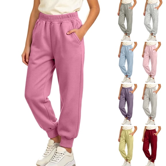 Rvasteizo Girls Joggers Fall Winter Elastic Waist Cotton Comfy Sweatpants for Toddler 1-11Y 6 Years