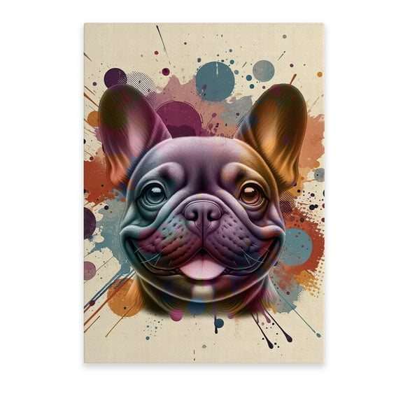 French Bulldog Portrait Watercolor Vintage Retro Styles Vertical Matte Canvas Poster Dog Lover Gifts Wall Art Home Decor - 00001