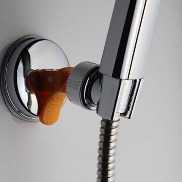 Soporte de ducha con ventosa potente sin clavos, cabezal de ducha de baño, estante de inserción fija, cabezal de ducha de plástico, estante de pared galvanizado