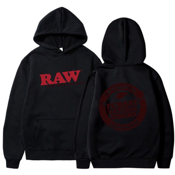 High Quality Pullover Hoodie RAW Fashion Hoodie Men's Sweatshirt Polar Fleece Hooded Harajuku Hip Hop Casual Men's Ladies Hoodie Black XXL