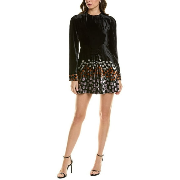 Valentino womens  Silk-Blend Shift Dress, 38, Black