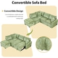 thumbnail image 5 of LUCKHAO L-Shaped Chenille Fabric Convertible Sofa Bed and Power Sockets Sectional Sofas with Two Pillows, Green/Orange, 5 of 8