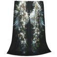 thumbnail image 2 of Fotbe Floral Angelic White Wings Manta de Franela Acolchonada con Estampado, Súper Suave y Esponjosa, Extra Grande para Sofá, Cama, Uso Todo el Año-60"x50", 2 of 7