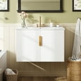 thumbnail image 2 of 30" Vintage Bathroom Vanity with Ceramic Sink, with 3 Holes Single Ceramic Sink, Bathroom Storage Vanity Cabinet with 2 Soft Closing Doors, 2 of 9