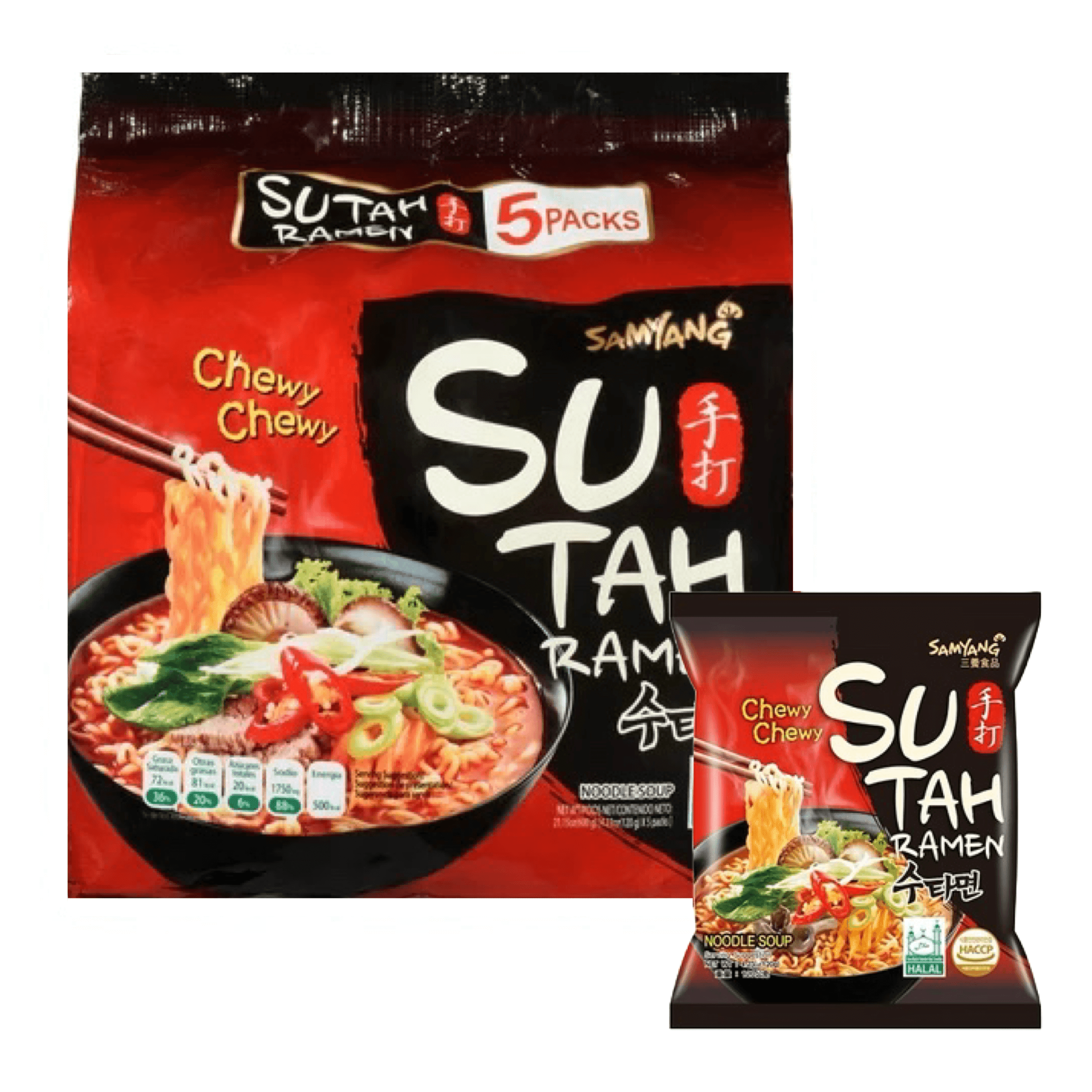 [Pack of 10] Samyang Sutah Ramen Noodle Soup, Firm & Bouncy Noodles, 4.