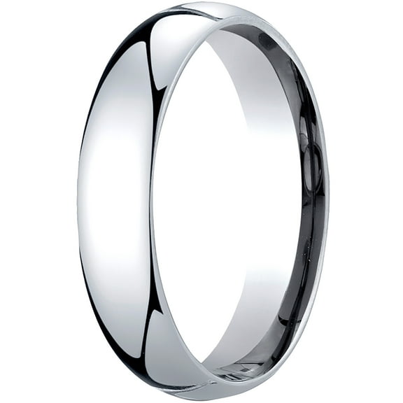 Mens 10K White Gold, 5mm Slightly Domed Standard Comfort-Fit Wedding Band (sz 10)