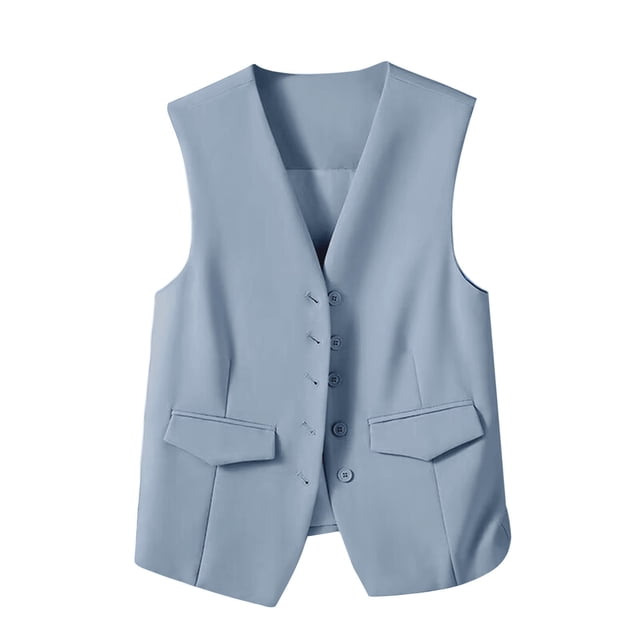 Pisexur Womens Blazer Vests Sleeveless Suit Blazers for Women Business Casual Formal Five Buttons Suit Jackets Fashioin Solid Color Suit Waistcoat Fall Jackets for Women