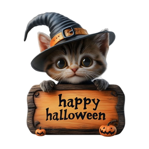 Clearance Sale | Wooden Magic Pet and Ghost Door Plaque, Charming Halloween Hanging Sign for Porch Decor