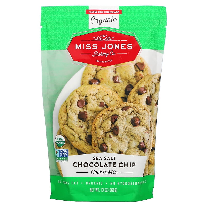Miss Jones Baking Co, Organic Cookie Mix, Sea Salt Chocolate Chip, 13 oz Pack of 2