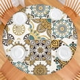 thumbnail image 2 of Wipe-Clean Boho Floral Tablecloth 44Inch Round, Elastic Fitted for 38-42 Inch Tables, 2 of 7