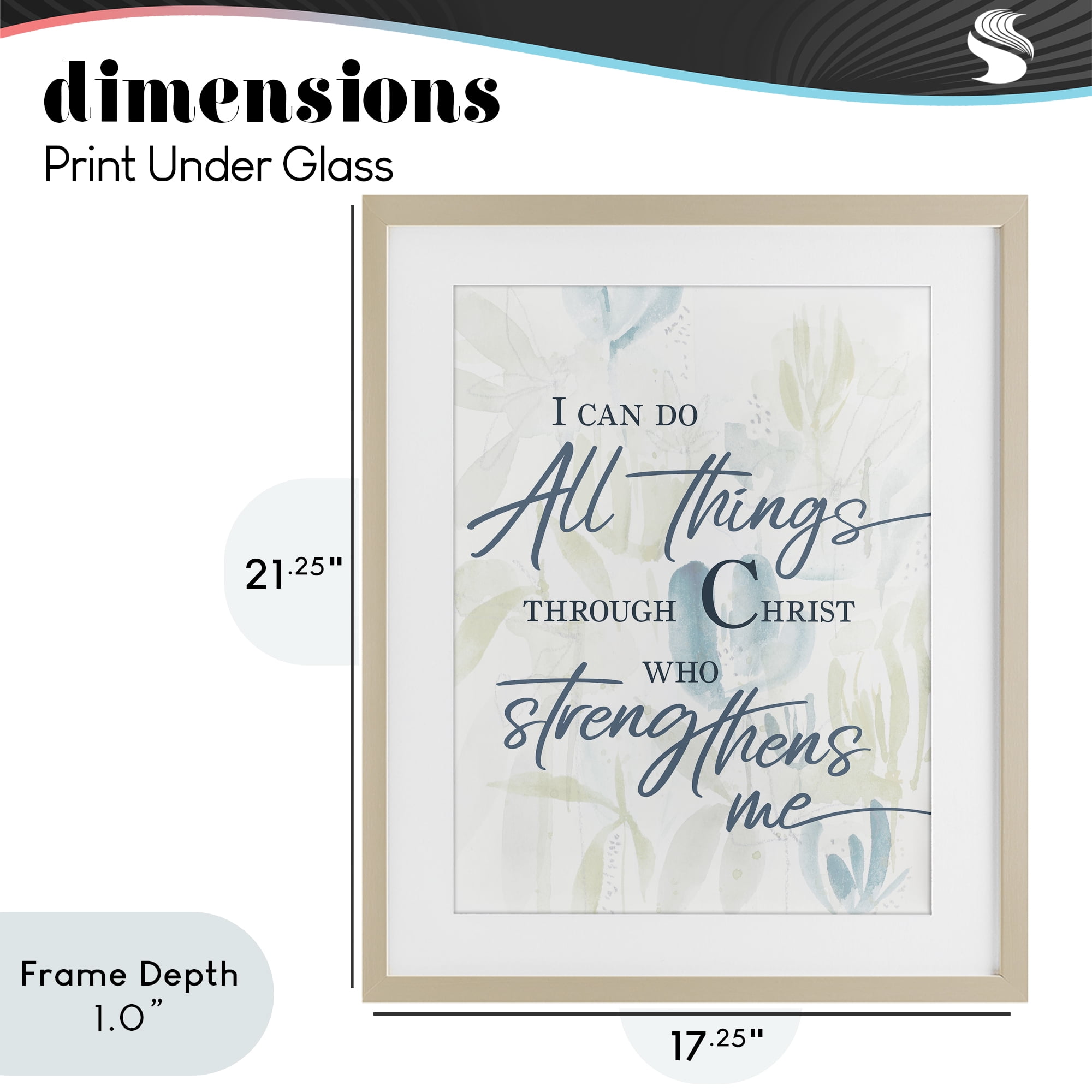 Stupell Industries All Things Through Christ Birch Framed Print Under Glass, design by Krinlox