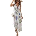 thumbnail image 2 of Spring Green Botanical Colorful Wildflower Dress Fashion Boho Beach Long Dresses Female Party Printed Maxi Dress, 2 of 9
