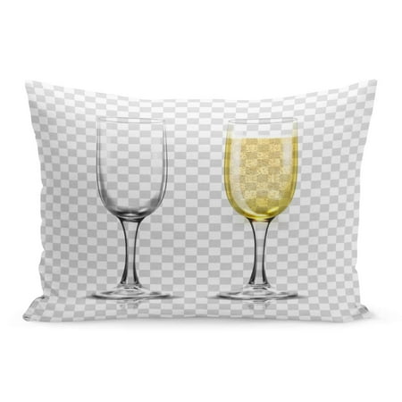 ECCOT Yellow Flute Realistic of Champagne Glasses Sparkling White Wine Pillowcase Pillow Cover Cushion Case 20x30