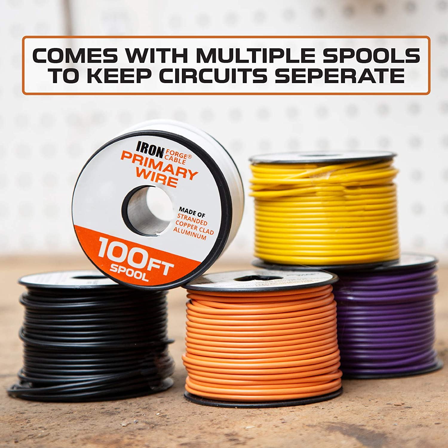 16 Gauge Primary Wire - 10 Roll Assortment Pack - 100 Ft of Copper Clad Aluminum Wire per Roll