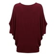 thumbnail image 2 of Made by Johnny Women's Scoop Neck Half Sleeve Batwing Dolman Top XXXL WINE, 2 of 6